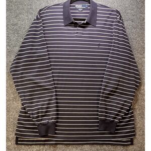 Polo Ralph‎ Lauren Shirt Mens Large Navy Blue White Striped Long Sleeve Cotton